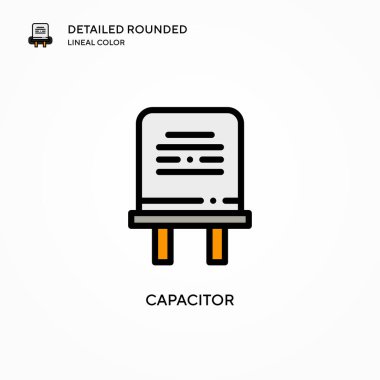 Kondansatör vektör simgesi. Modern vektör illüstrasyon kavramları. Düzenlemesi ve kişiselleştirmesi kolay.