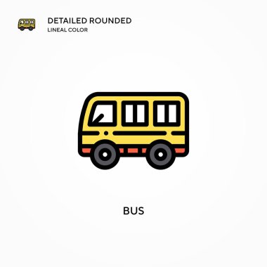 Otobüs vektör simgesi. Modern vektör illüstrasyon kavramları. Düzenlemesi ve kişiselleştirmesi kolay.