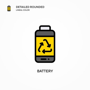 Batarya vektör simgesi. Modern vektör illüstrasyon kavramları. Düzenlemesi ve kişiselleştirmesi kolay.