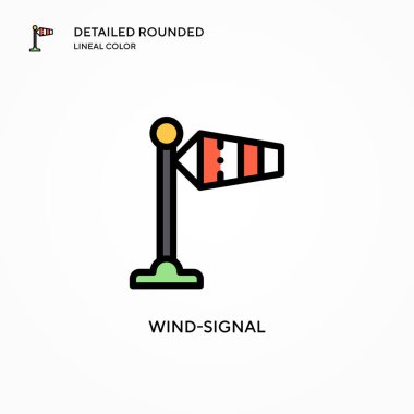 Rüzgar sinyali vektör simgesi. Modern vektör illüstrasyon kavramları. Düzenlemesi ve kişiselleştirmesi kolay.