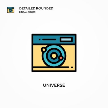 Evrenin vektör simgesi. Modern vektör illüstrasyon kavramları. Düzenlemesi ve kişiselleştirmesi kolay.