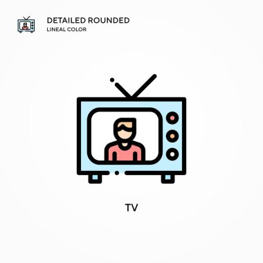 TV vektör simgesi. Modern vektör illüstrasyon kavramları. Düzenlemesi ve kişiselleştirmesi kolay.