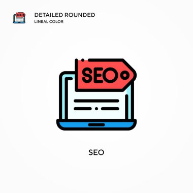 Seo vektör simgesi. Modern vektör illüstrasyon kavramları. Düzenlemesi ve kişiselleştirmesi kolay.