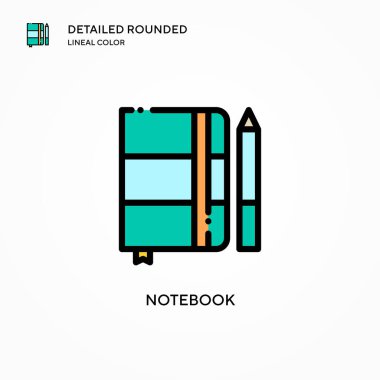 Not defteri vektör simgesi. Modern vektör illüstrasyon kavramları. Düzenlemesi ve kişiselleştirmesi kolay.