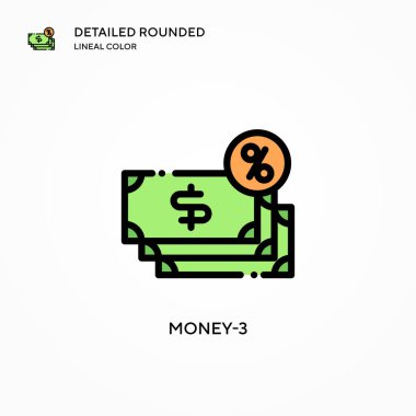 Money-3 vektör simgesi. Modern vektör illüstrasyon kavramları. Düzenlemesi ve kişiselleştirmesi kolay.