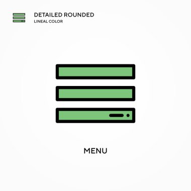 Menü vektör simgesi. Modern vektör illüstrasyon kavramları. Düzenlemesi ve kişiselleştirmesi kolay.