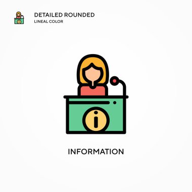 Bilgi vektör simgesi. Modern vektör illüstrasyon kavramları. Düzenlemesi ve kişiselleştirmesi kolay.