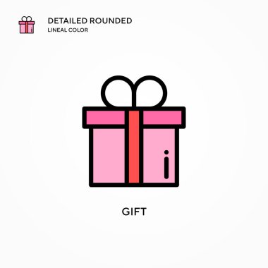 Hediye vektör simgesi. Modern vektör illüstrasyon kavramları. Düzenlemesi ve kişiselleştirmesi kolay.