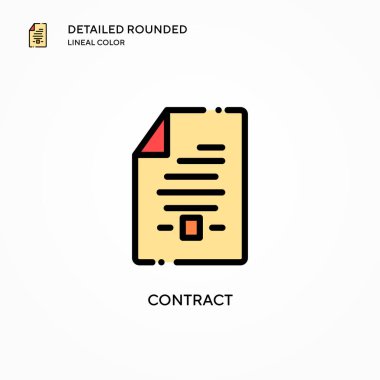 Kontrat vektör simgesi. Modern vektör illüstrasyon kavramları. Düzenlemesi ve kişiselleştirmesi kolay.