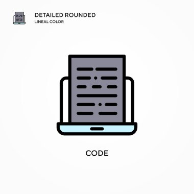 Kod vektör simgesi. Modern vektör illüstrasyon kavramları. Düzenlemesi ve kişiselleştirmesi kolay.