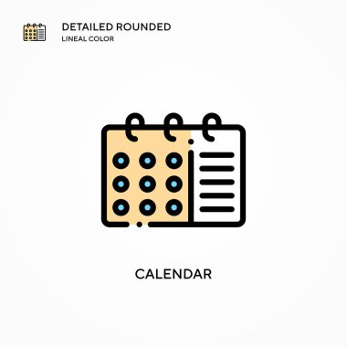 Takvim vektör simgesi. Modern vektör illüstrasyon kavramları. Düzenlemesi ve kişiselleştirmesi kolay.