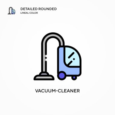 Elektrik süpürgesi vektör ikonu. Modern vektör illüstrasyon kavramları. Düzenlemesi ve kişiselleştirmesi kolay.