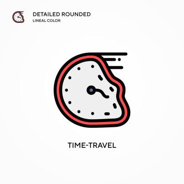 Zaman yolculuğu vektör simgesi. Modern vektör illüstrasyon kavramları. Düzenlemesi ve kişiselleştirmesi kolay.
