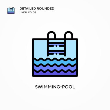 Yüzme havuzu vektör simgesi. Modern vektör illüstrasyon kavramları. Düzenlemesi ve kişiselleştirmesi kolay.
