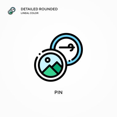Pin vektör simgesi. Modern vektör illüstrasyon kavramları. Düzenlemesi ve kişiselleştirmesi kolay.
