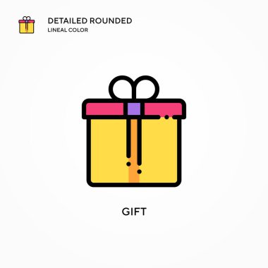 Hediye vektör simgesi. Modern vektör illüstrasyon kavramları. Düzenlemesi ve kişiselleştirmesi kolay.