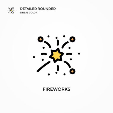 Havai fişek vektör simgesi. Modern vektör illüstrasyon kavramları. Düzenlemesi ve kişiselleştirmesi kolay.