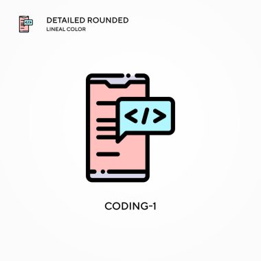 Kodlama-1 vektör simgesi. Modern vektör illüstrasyon kavramları. Düzenlemesi ve kişiselleştirmesi kolay.