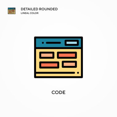 Kod vektör simgesi. Modern vektör illüstrasyon kavramları. Düzenlemesi ve kişiselleştirmesi kolay.