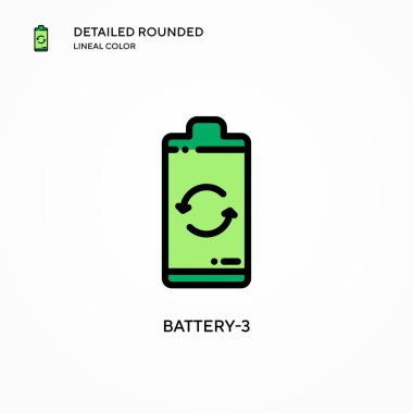 Batarya-3 vektör simgesi. Modern vektör illüstrasyon kavramları. Düzenlemesi ve kişiselleştirmesi kolay.