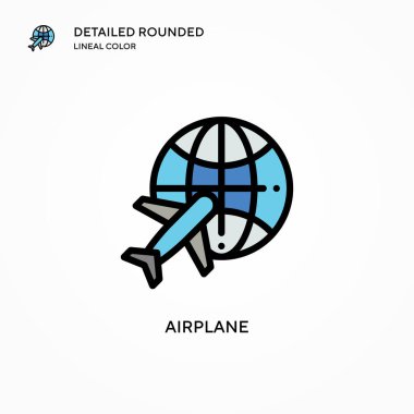 Uçak vektör simgesi. Modern vektör illüstrasyon kavramları. Düzenlemesi ve kişiselleştirmesi kolay.