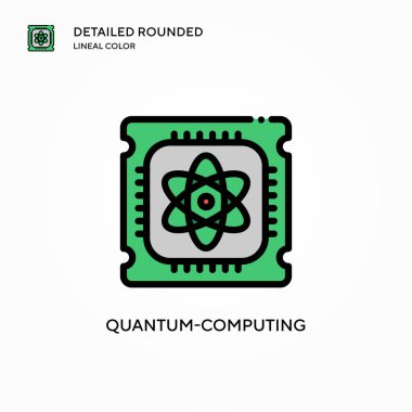 Kuantum hesaplama vektör simgesi. Modern vektör illüstrasyon kavramları. Düzenlemesi ve kişiselleştirmesi kolay.
