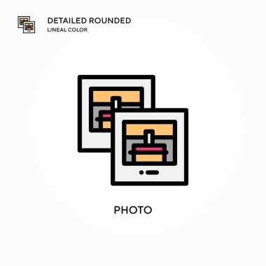 Fotoğraf vektör simgesi. Modern vektör illüstrasyon kavramları. Düzenlemesi ve kişiselleştirmesi kolay.
