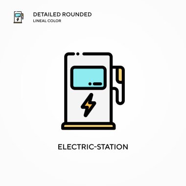 Elektrik istasyonu vektör simgesi. Modern vektör illüstrasyon kavramları. Düzenlemesi ve kişiselleştirmesi kolay.