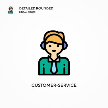 Müşteri hizmetleri vektör simgesi. Modern vektör illüstrasyon kavramları. Düzenlemesi ve kişiselleştirmesi kolay.