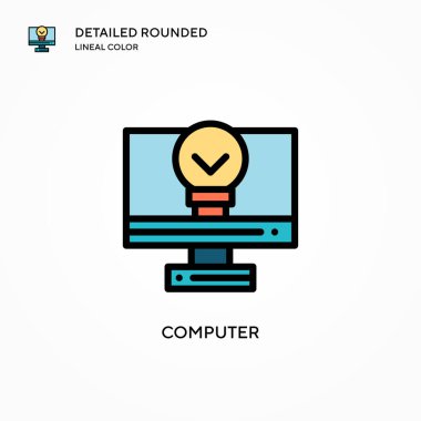 Bilgisayar vektör simgesi. Modern vektör illüstrasyon kavramları. Düzenlemesi ve kişiselleştirmesi kolay.