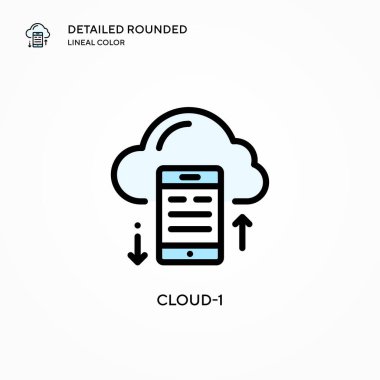 Bulut-1 vektör simgesi. Modern vektör illüstrasyon kavramları. Düzenlemesi ve kişiselleştirmesi kolay.