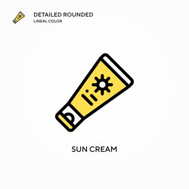 Güneş kremi ikonu. Modern vektör illüstrasyon kavramları. Düzenlemesi ve kişiselleştirmesi kolay.
