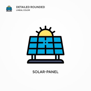 Güneş paneli vektör simgesi. Modern vektör illüstrasyon kavramları. Düzenlemesi ve kişiselleştirmesi kolay.