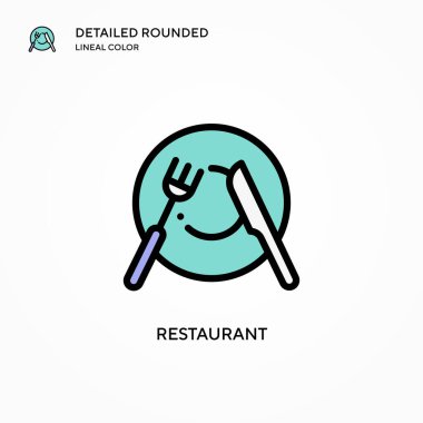 Restoran vektör simgesi. Modern vektör illüstrasyon kavramları. Düzenlemesi ve kişiselleştirmesi kolay.