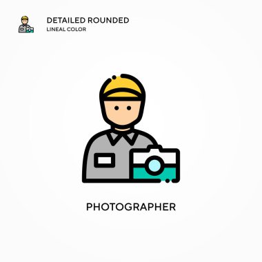 Fotoğrafçı vektör simgesi. Modern vektör illüstrasyon kavramları. Düzenlemesi ve kişiselleştirmesi kolay.