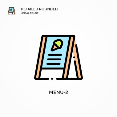 Menü-2 vektör simgesi. Modern vektör illüstrasyon kavramları. Düzenlemesi ve kişiselleştirmesi kolay.