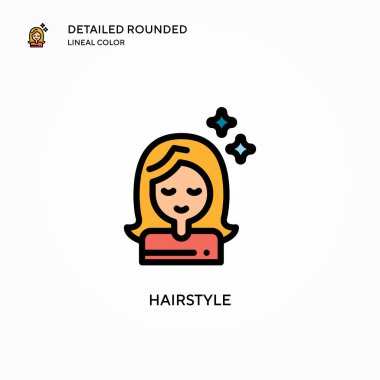 Saç stili vektör simgesi. Modern vektör illüstrasyon kavramları. Düzenlemesi ve kişiselleştirmesi kolay.