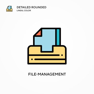 Dosya yönetimi vektör simgesi. Modern vektör illüstrasyon kavramları. Düzenlemesi ve kişiselleştirmesi kolay.