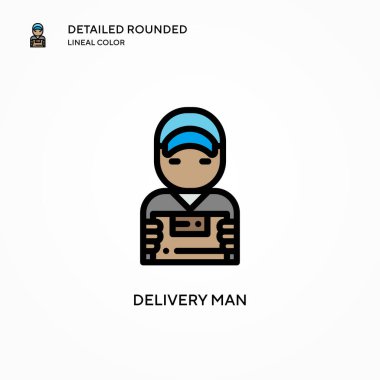 Teslimatçı vektör ikonu. Modern vektör illüstrasyon kavramları. Düzenlemesi ve kişiselleştirmesi kolay.