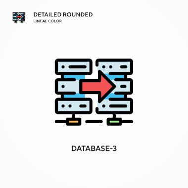 Veritabanı 3 vektör simgesi. Modern vektör illüstrasyon kavramları. Düzenlemesi ve kişiselleştirmesi kolay.