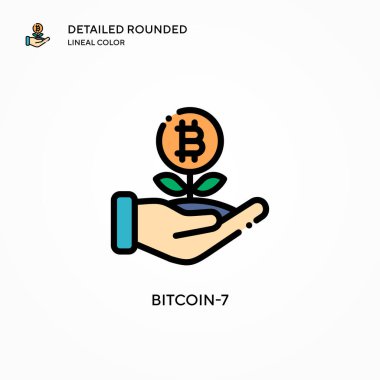 Bitcoin-7 vektör simgesi. Modern vektör illüstrasyon kavramları. Düzenlemesi ve kişiselleştirmesi kolay.