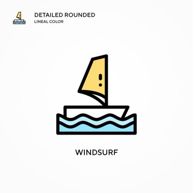 Windsurf vektör simgesi. Modern vektör illüstrasyon kavramları. Düzenlemesi ve kişiselleştirmesi kolay.