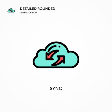 Vektör simgesini eşzamanla. Modern vektör illüstrasyon kavramları. Düzenlemesi ve kişiselleştirmesi kolay.