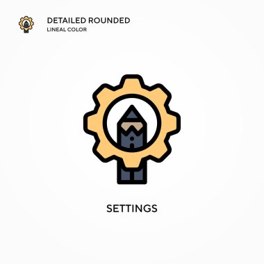 Ayarlar vektör simgesi. Modern vektör illüstrasyon kavramları. Düzenlemesi ve kişiselleştirmesi kolay.