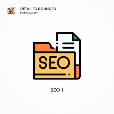 Seo-1 vektör simgesi. Modern vektör illüstrasyon kavramları. Düzenlemesi ve kişiselleştirmesi kolay.