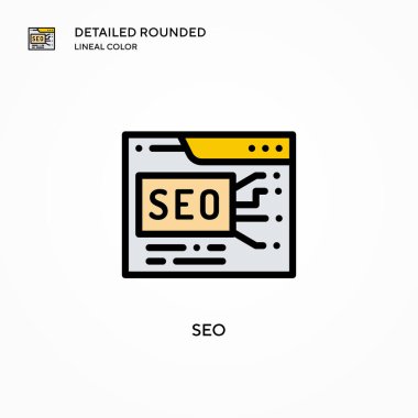 Seo vektör simgesi. Modern vektör illüstrasyon kavramları. Düzenlemesi ve kişiselleştirmesi kolay.
