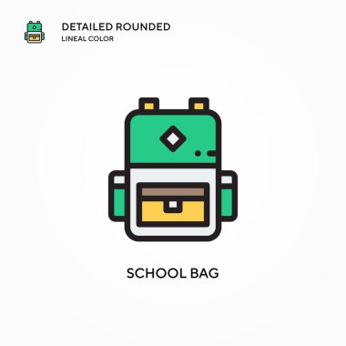 Okul çantası vektör simgesi. Modern vektör illüstrasyon kavramları. Düzenlemesi ve kişiselleştirmesi kolay.
