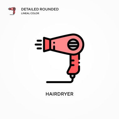 Saç kurutma makinesi vektör simgesi. Modern vektör illüstrasyon kavramları. Düzenlemesi ve kişiselleştirmesi kolay.