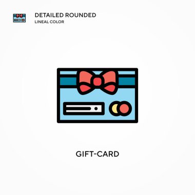 Hediye kartı vektör simgesi. Modern vektör illüstrasyon kavramları. Düzenlemesi ve kişiselleştirmesi kolay.