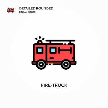 İtfaiye aracı vektör simgesi. Modern vektör illüstrasyon kavramları. Düzenlemesi ve kişiselleştirmesi kolay.